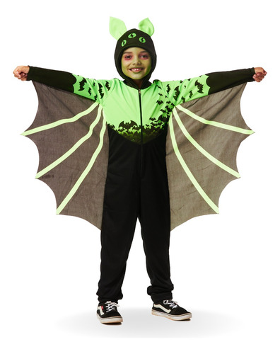 Fantasia Morcego Vampiro Luxo Capa Longo Halloween Infantil